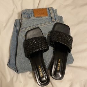 Black mule sandals